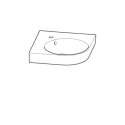 lave-mains d'angle geberit renova compact: b EGAL 45cm, t EGAL 39.5cm, trou de robinetterie EGAL au centre, trop-plein EGAL visible, blanc Réf. 276132000