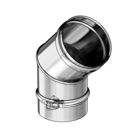 Coude inox316 6 / 10ème 3 parties + collier sécurité BR45° D: 125 Ep0,6 réf. 284125