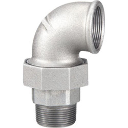 Coude union à joint conique 98 fonte malléable galvanisée mâle-femelle 12x17 réf.098012G