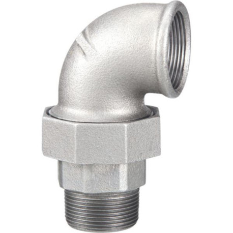 Coude union à joint conique 98 fonte malléable galvanisée mâle-femelle 12x17 réf.098012G