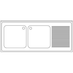 Plonge emboutie 2 bacs avec égouttoir à droite en inox Réf. EPAA090R17