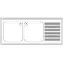 Plonge emboutie 2 bacs avec égouttoir à droite en inox Réf. EPAA090R17