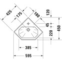 Lave-mains SERIE 1930, 59,5 x 45, avec trop-plein et plage de robinetterie, Blanc Réf. 0793420000