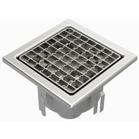 Siphon LIMATEC 200x200 sortie verticale 63 mm panier cloche grille barreaux Réf. 2063EPCB