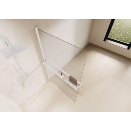 Kit Frame porte-serviettes externe + tablette interne Hd 130-180 cm version gauche profilés Blanc Mat Réf : R80KUFRHD18S-U